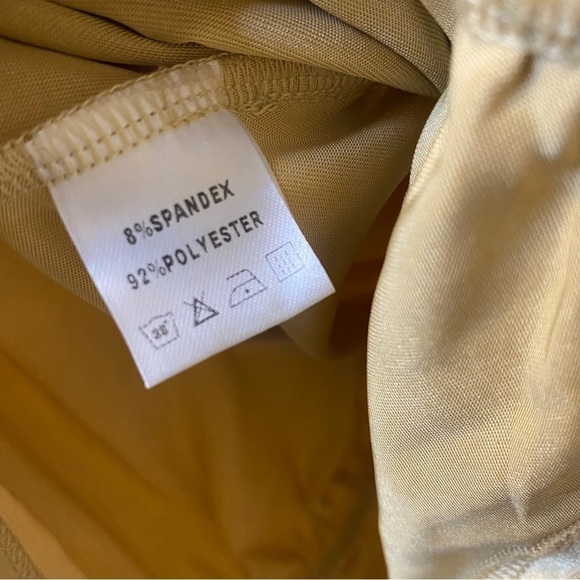 NWOT Shane Justin Runway Gold Ruched Longsleeve Stretchy Bodycon Midi Dress S - Picture 6 of 9